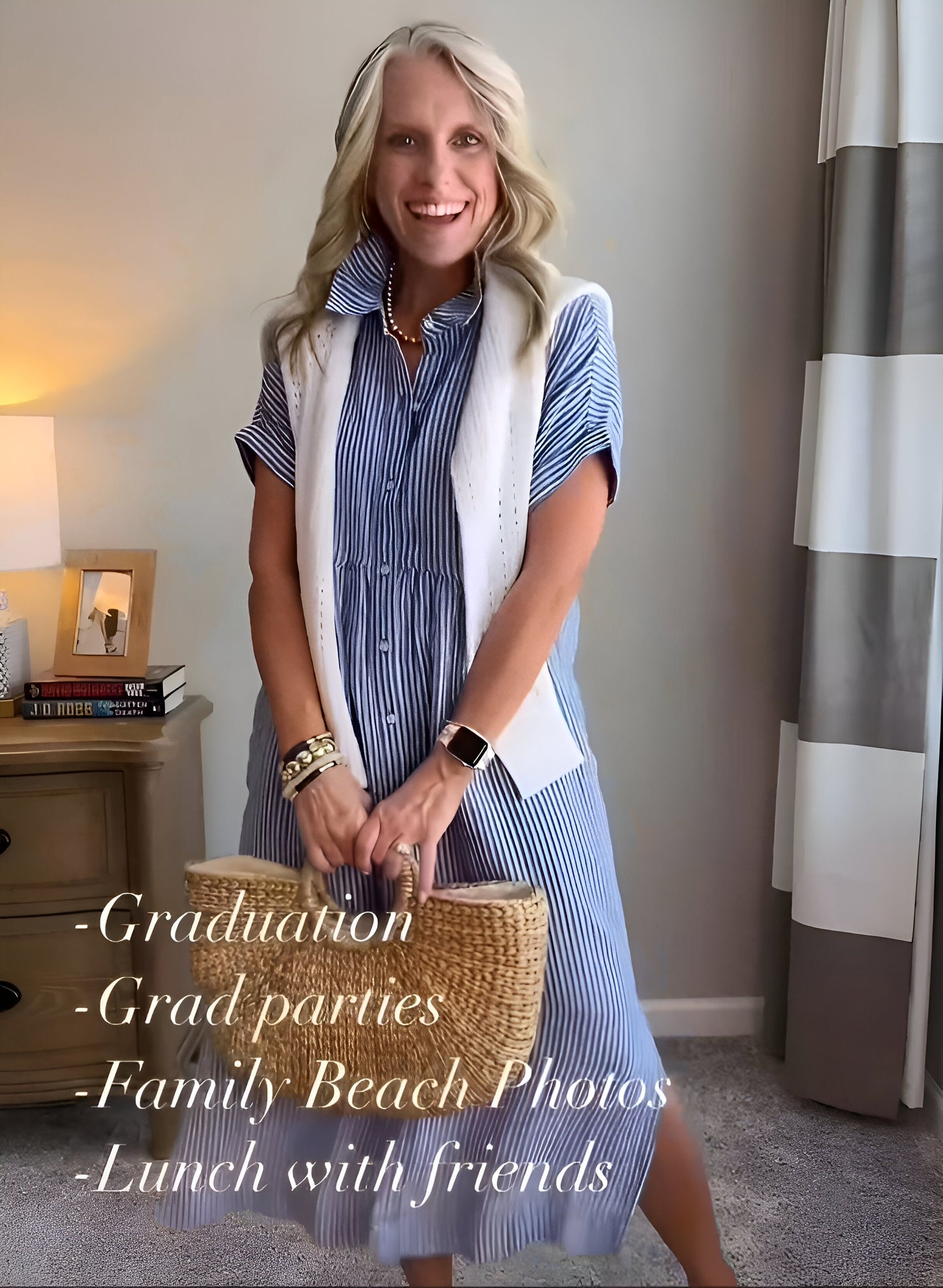 Kara Midi Dress | Striped, Breathable Fabric 7