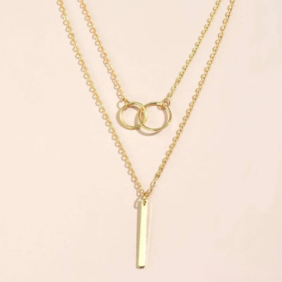 Vintage-Inspired Gold Double Circle Pendant Necklace