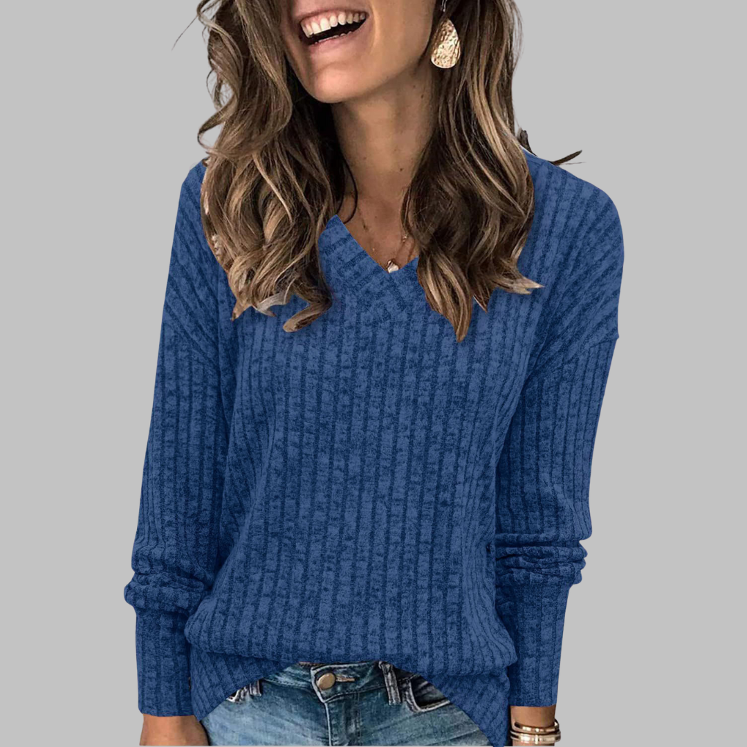 Deri | Comfy V-Neck Long Sleeve Sweater