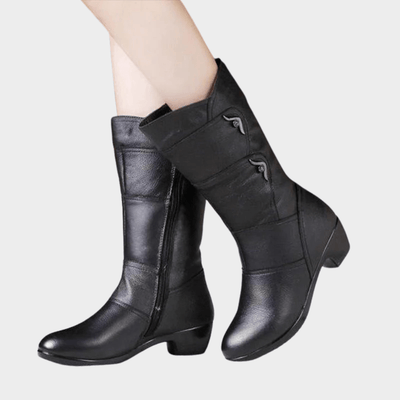 Zoe | Black Mid-Calf Booties
