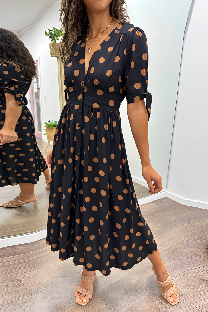 Georgiana | Midi Dress with Polka Dot Print