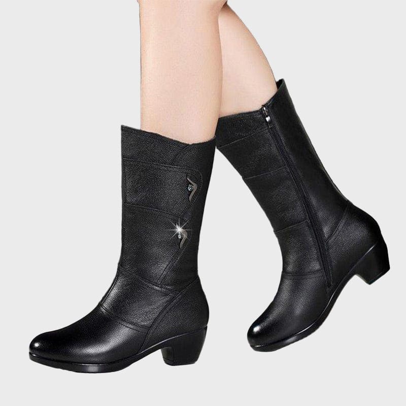 Zoe | Black Mid-Calf Booties