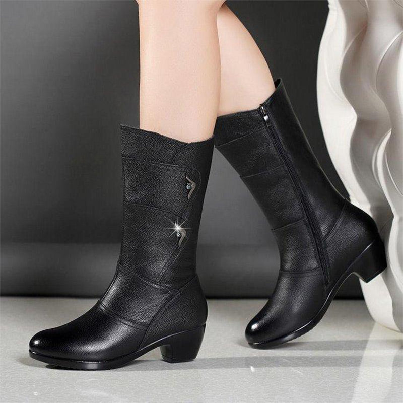 Elise | Black Mid-Calf Booties