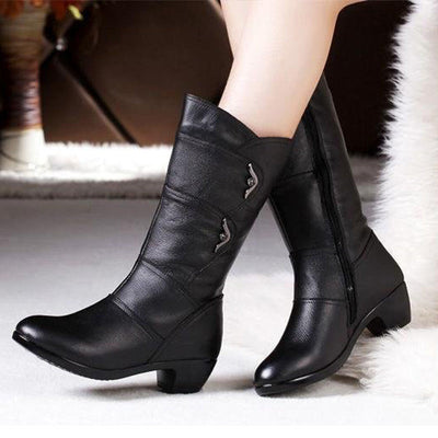 Elise | Black Mid-Calf Booties