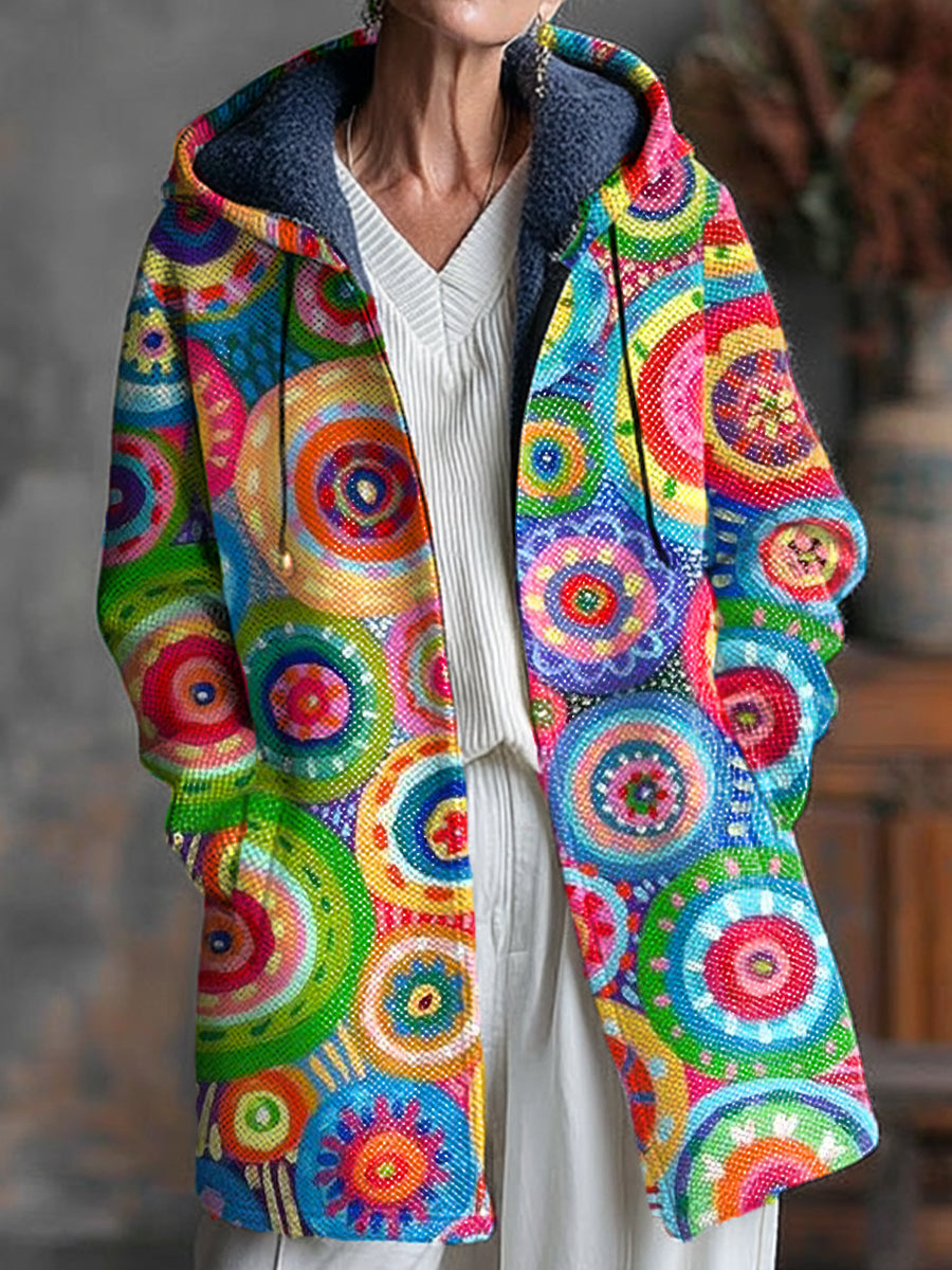 Alexa | Artistic Circle Hooded Sweater Coat
