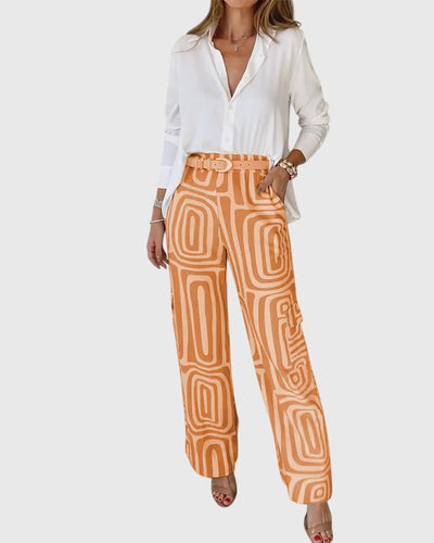 Emilia™ | Chic Pants Set with Complimentary Blouse & Belt
