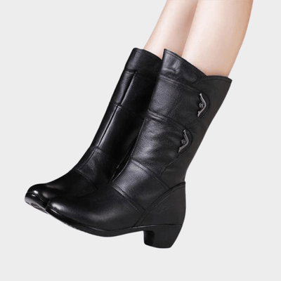 Zoe | Black Mid-Calf Booties