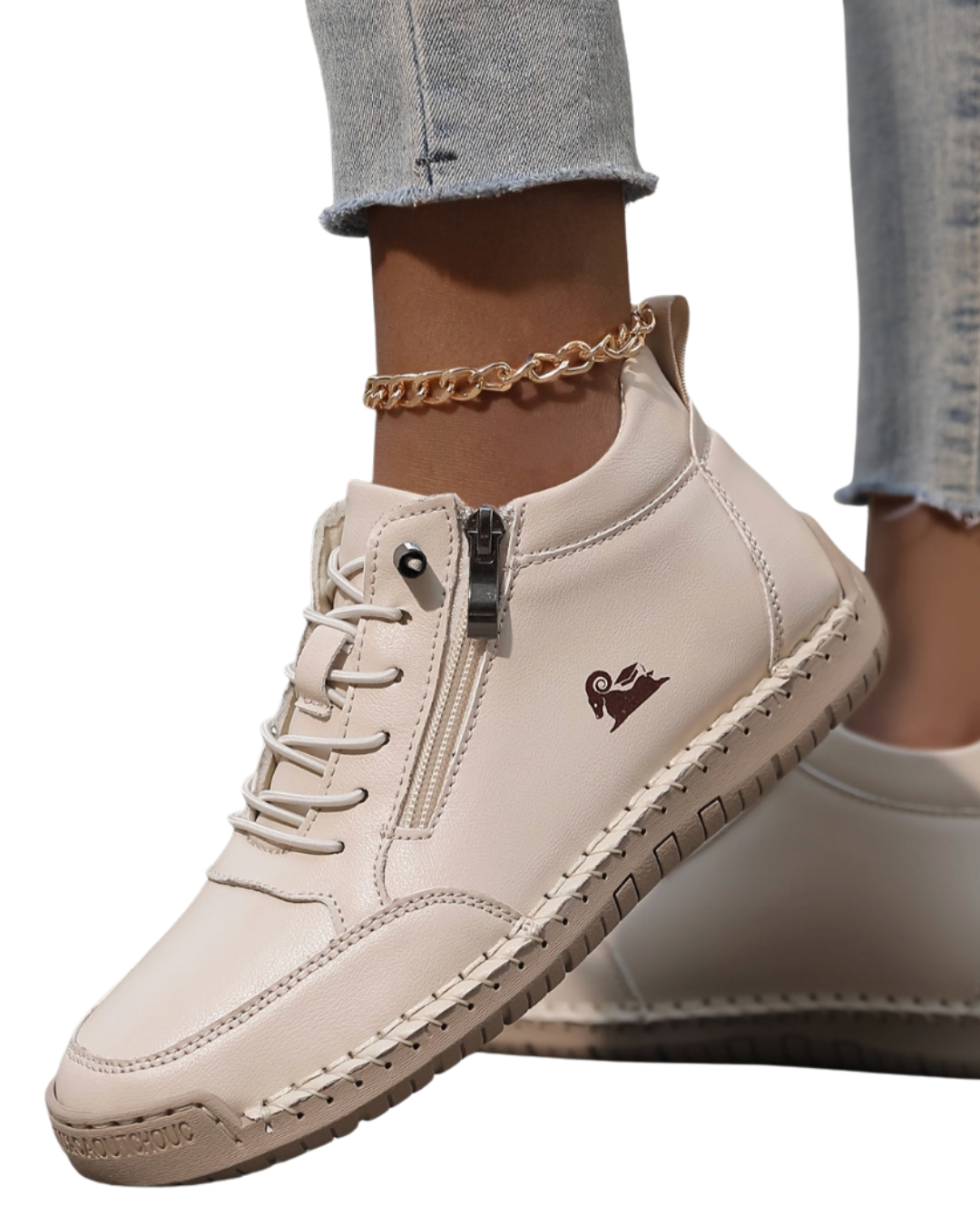 Ella | Beige Lace-Up Footwear
