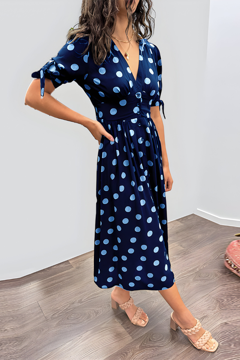 Georgiana | Midi Dress with Polka Dot Print