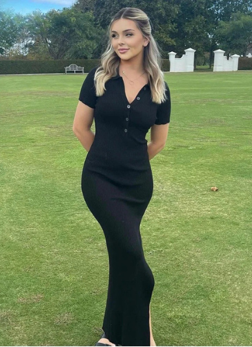 Edith | Ribbed Maxi Dress with Polo Collar