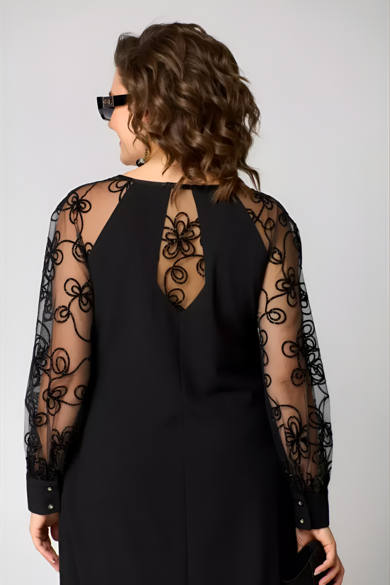 Celeste | Elegant Black Lace-Trimmed Dress