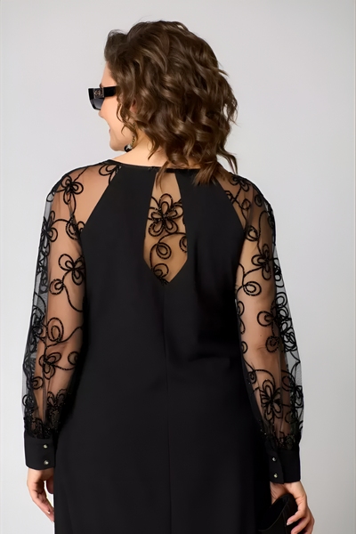 Celeste | Elegant Black Lace-Trimmed Dress