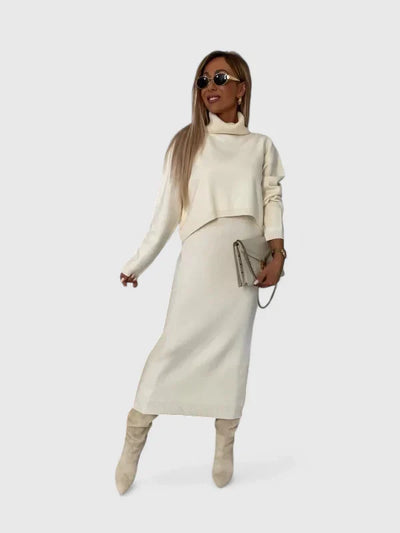 Chrystahl | Chic Dress and Turtleneck Sweater Ensemble