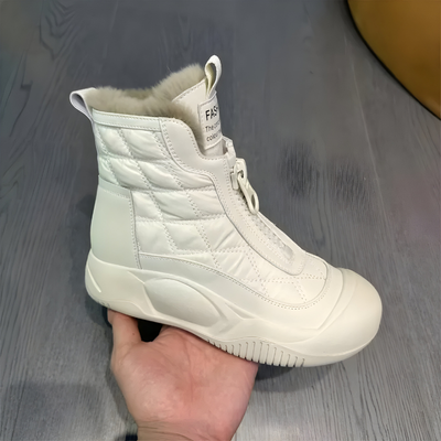 Maddie | White Quilted Ankle Boots