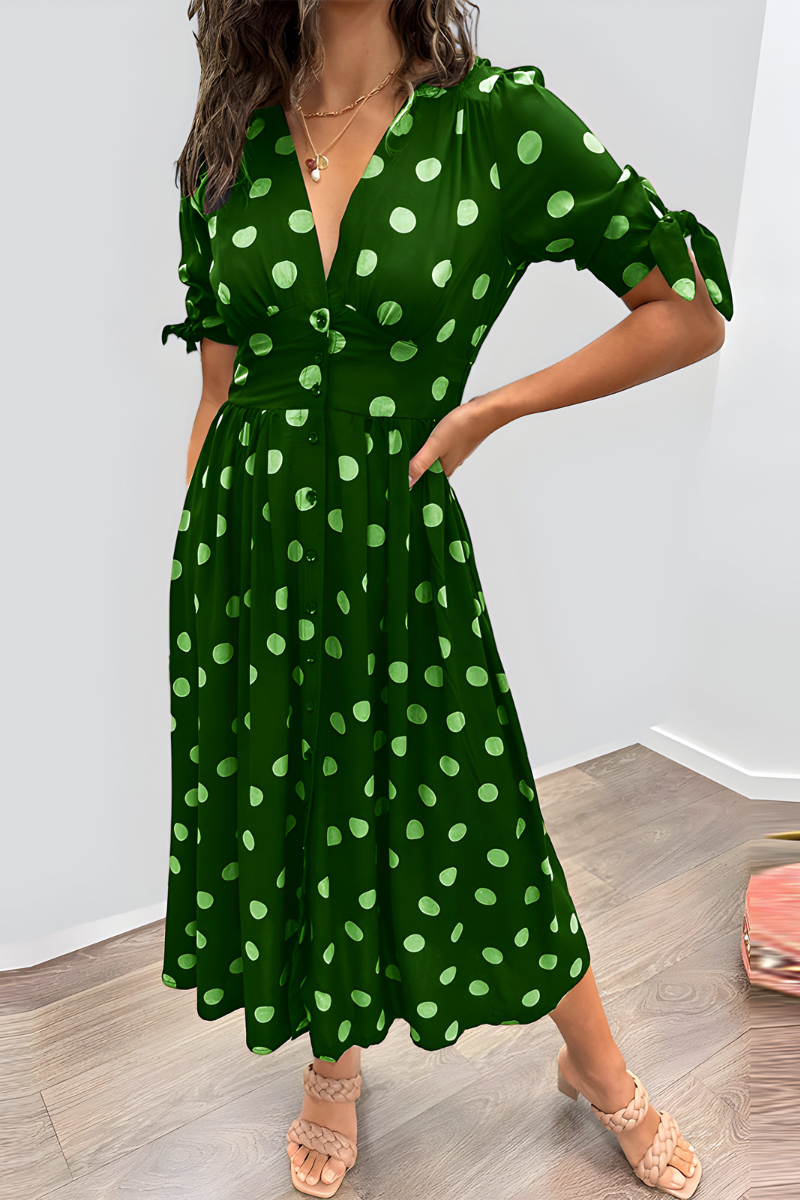 Georgiana | Midi Dress with Polka Dot Print