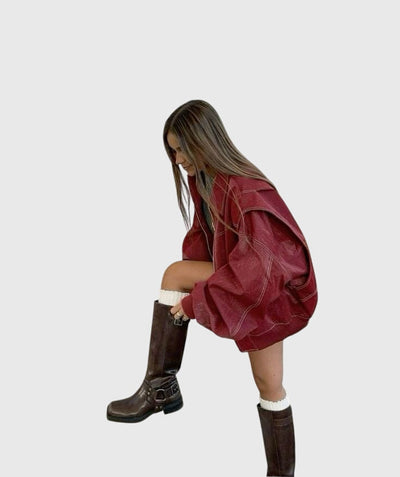 Faye™ - Luxe Oversized Leather Jacket
