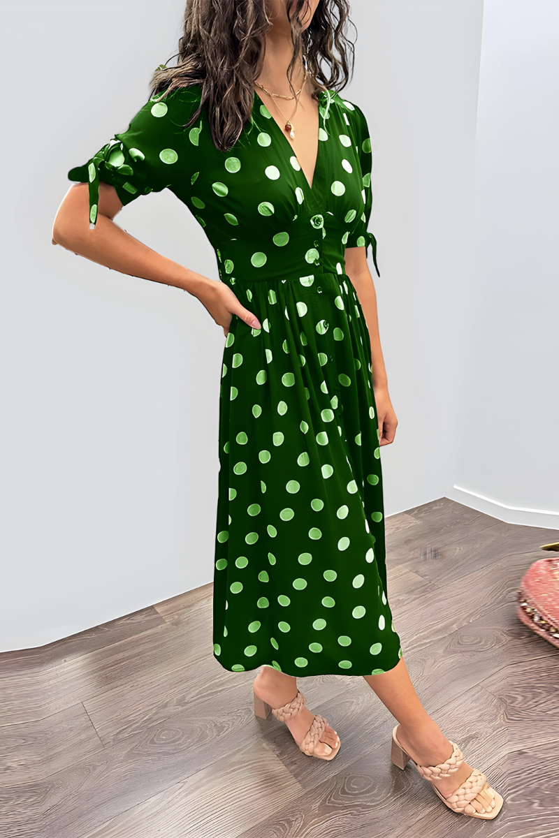 Georgiana | Midi Dress with Polka Dot Print