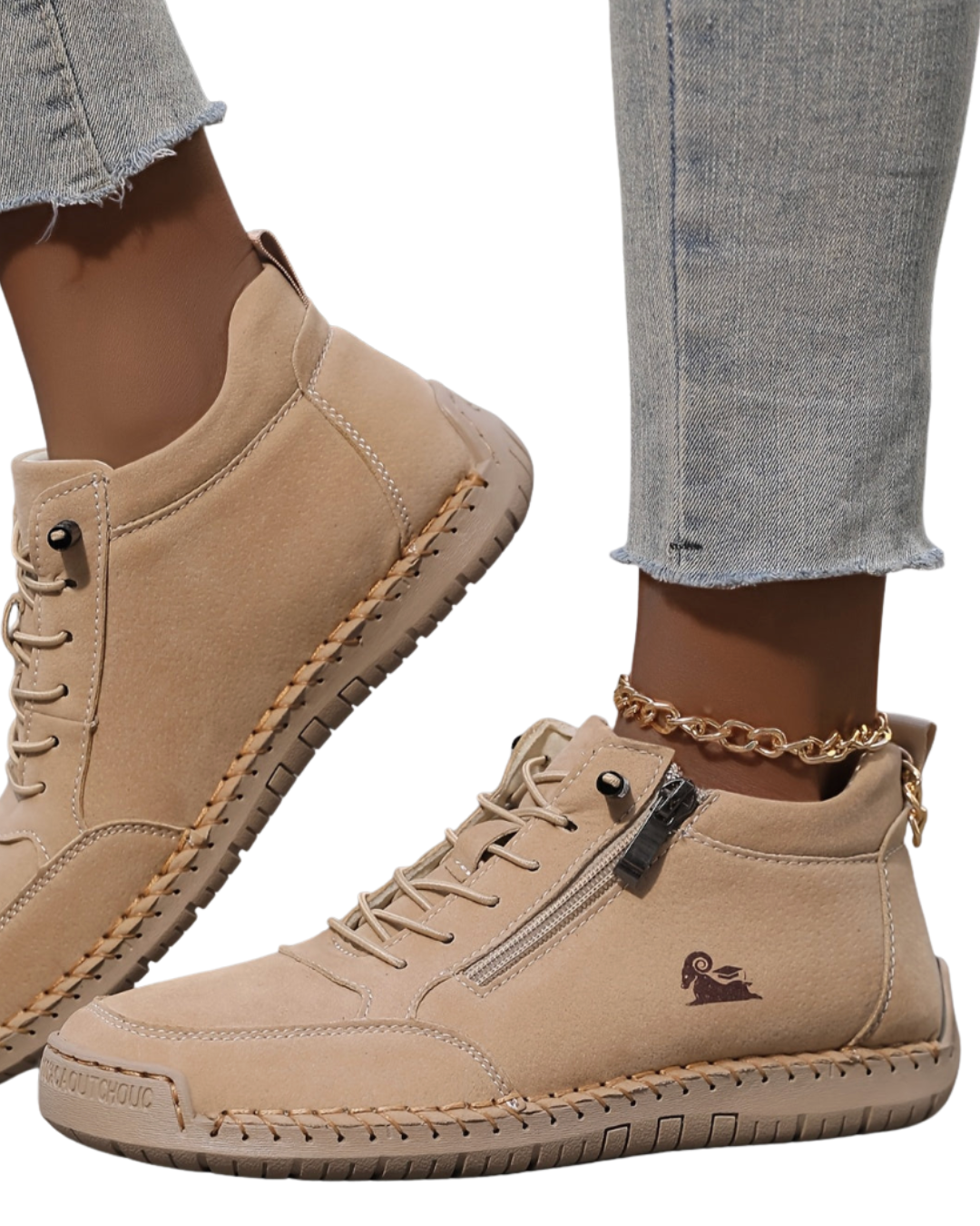 Ella | Beige Lace-Up Footwear