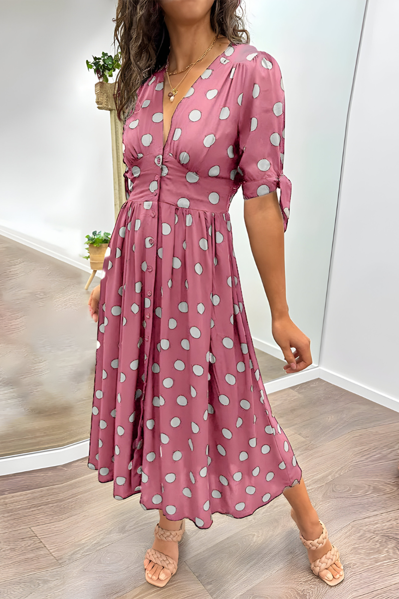 Georgiana | Midi Dress with Polka Dot Print