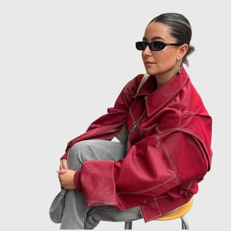 Faye™ - Luxe Oversized Leather Jacket