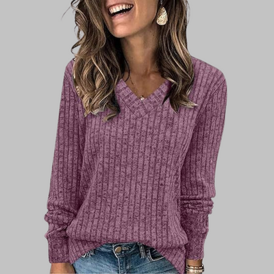 Deri | Comfy V-Neck Long Sleeve Sweater