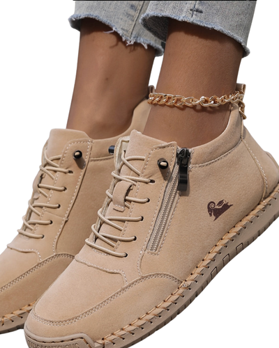 Ella | Beige Lace-Up Footwear