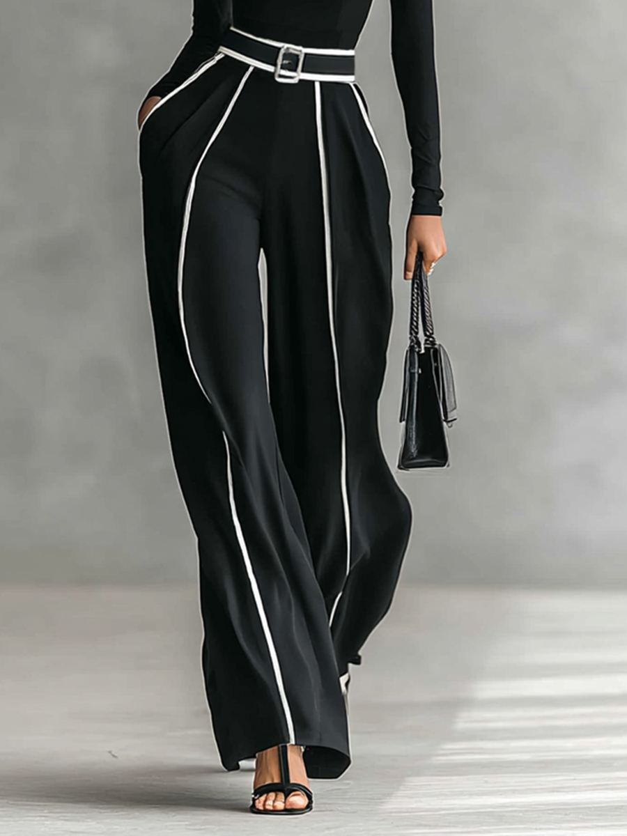 Layla May | Black Belted Jumpsuit with Contrast Details