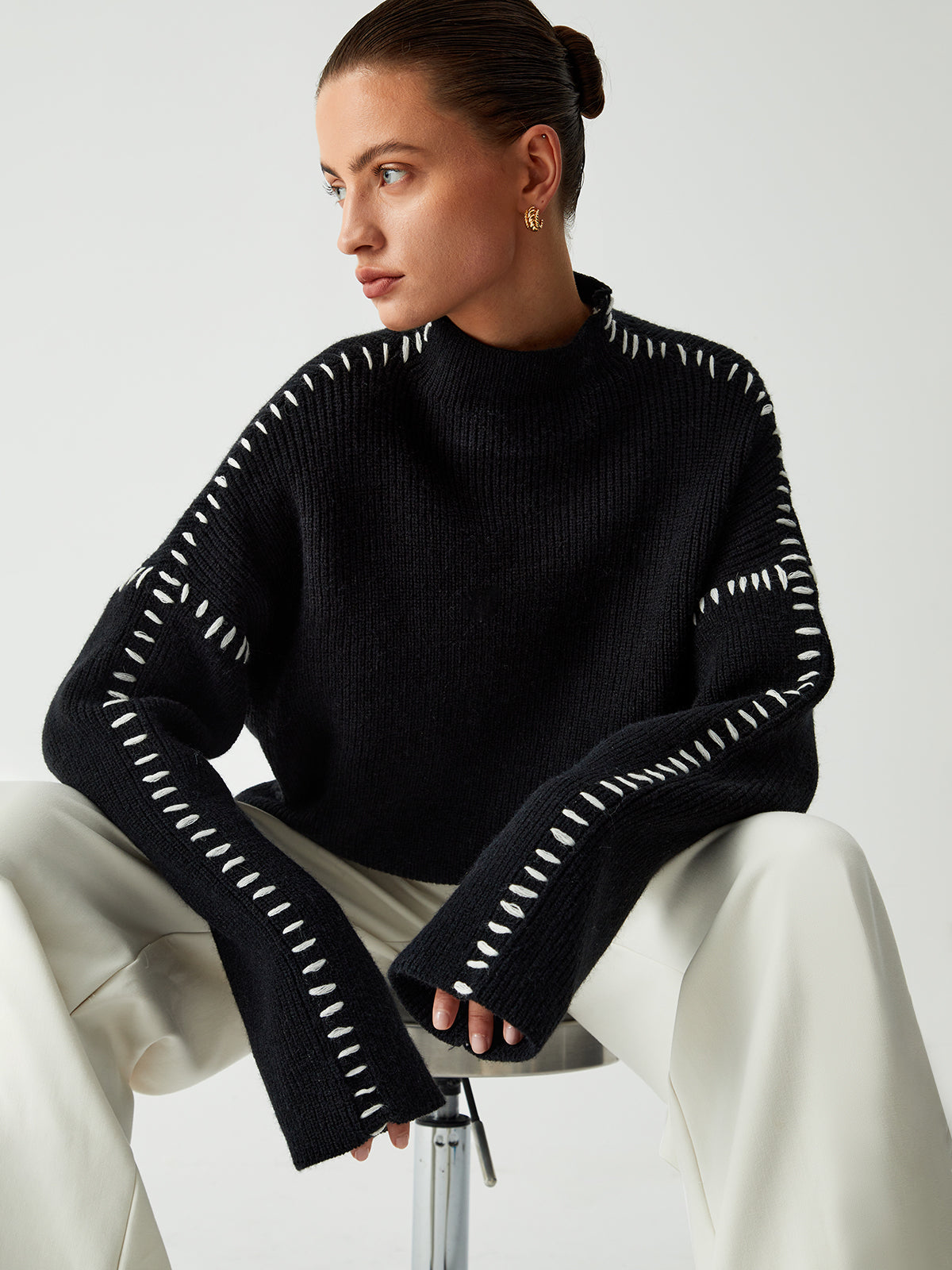 Alessi | Sweater with Contrast Stitching