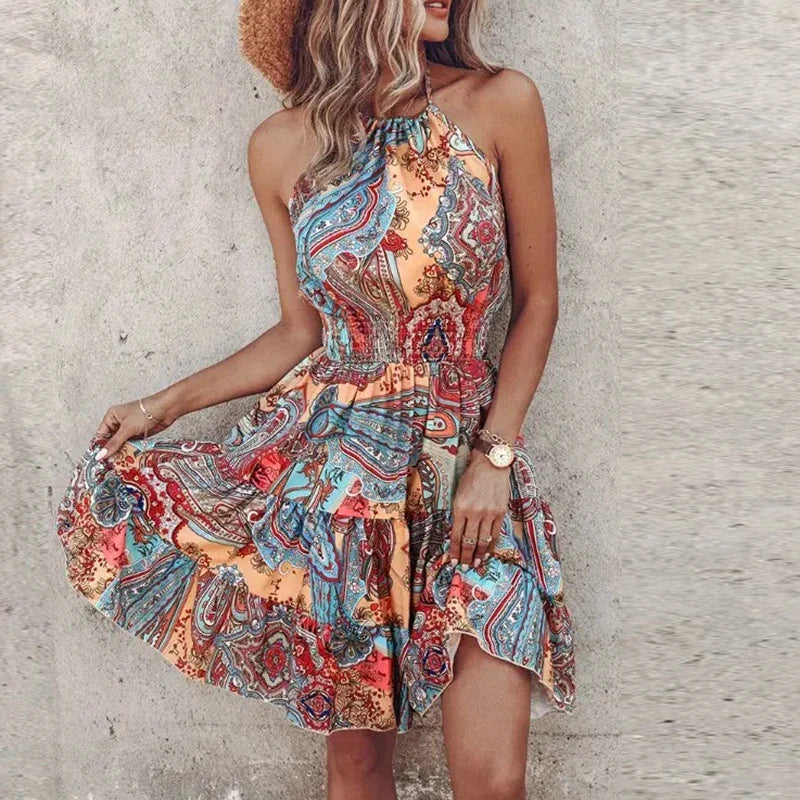 Boho Chic | Women's Dress with Backless Design & Eye-Catching Print | Lightweight Summer Dress for Comfort 5