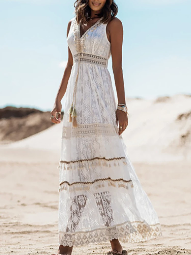 Boho Elegance | Women's Dress with Tassel Accents | Lightweight Summer Dress for Effortless Style 3