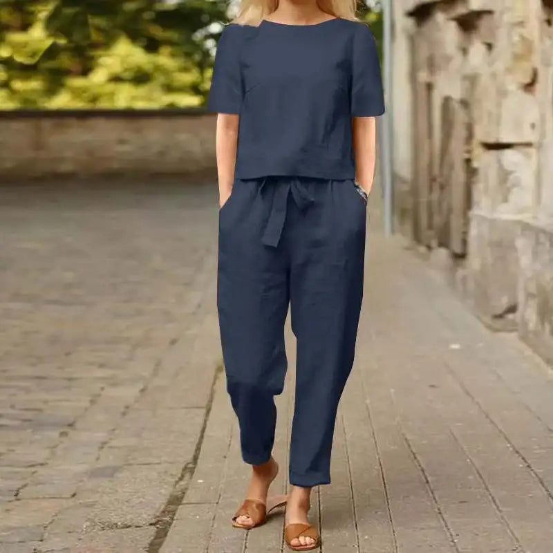 Charm Chic | Two-Piece Lounge Set with Relaxed Fit & Breathable Fabric | Versatile Casual Loungewear 0