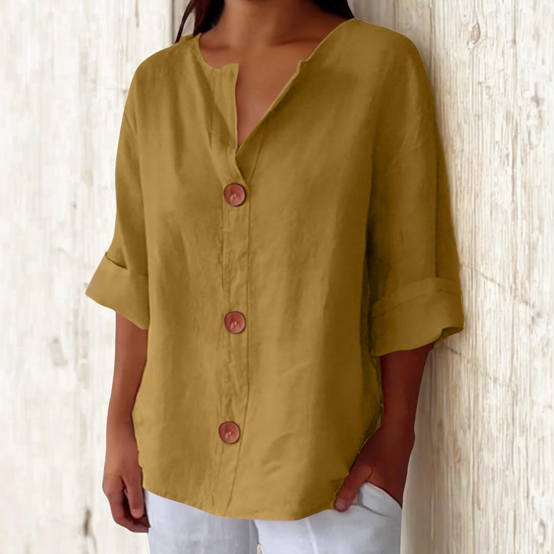 Coastal Charm | Women's White Linen Blouse with Lightweight Fabric | Effortless Style for Summer Elegance 4