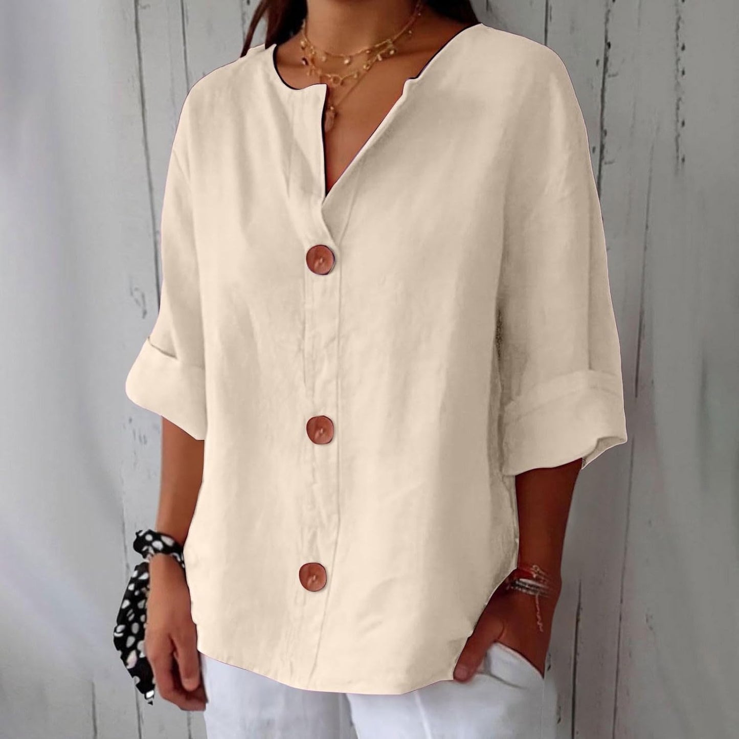 Coastal Charm | Women's White Linen Blouse with Lightweight Fabric | Effortless Style for Summer Elegance 5