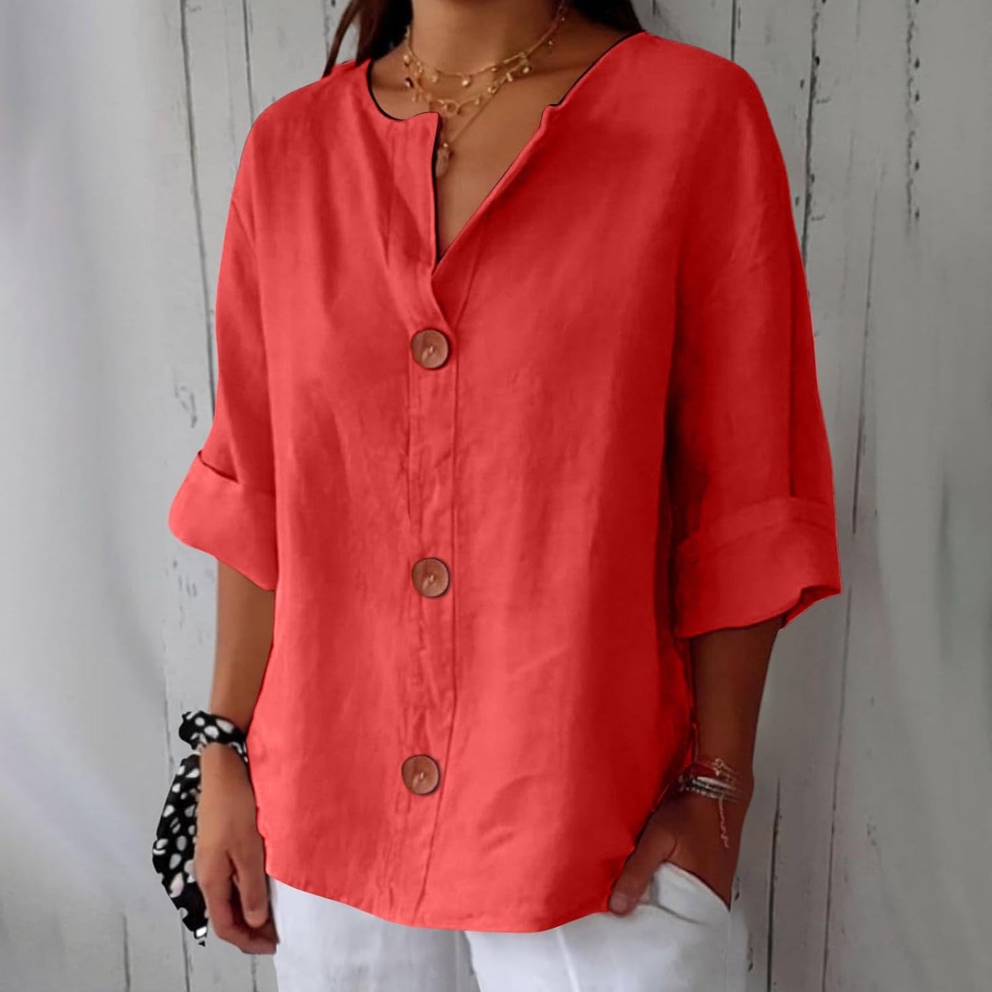 Coastal Charm | Women's White Linen Blouse with Lightweight Fabric | Effortless Style for Summer Elegance 7