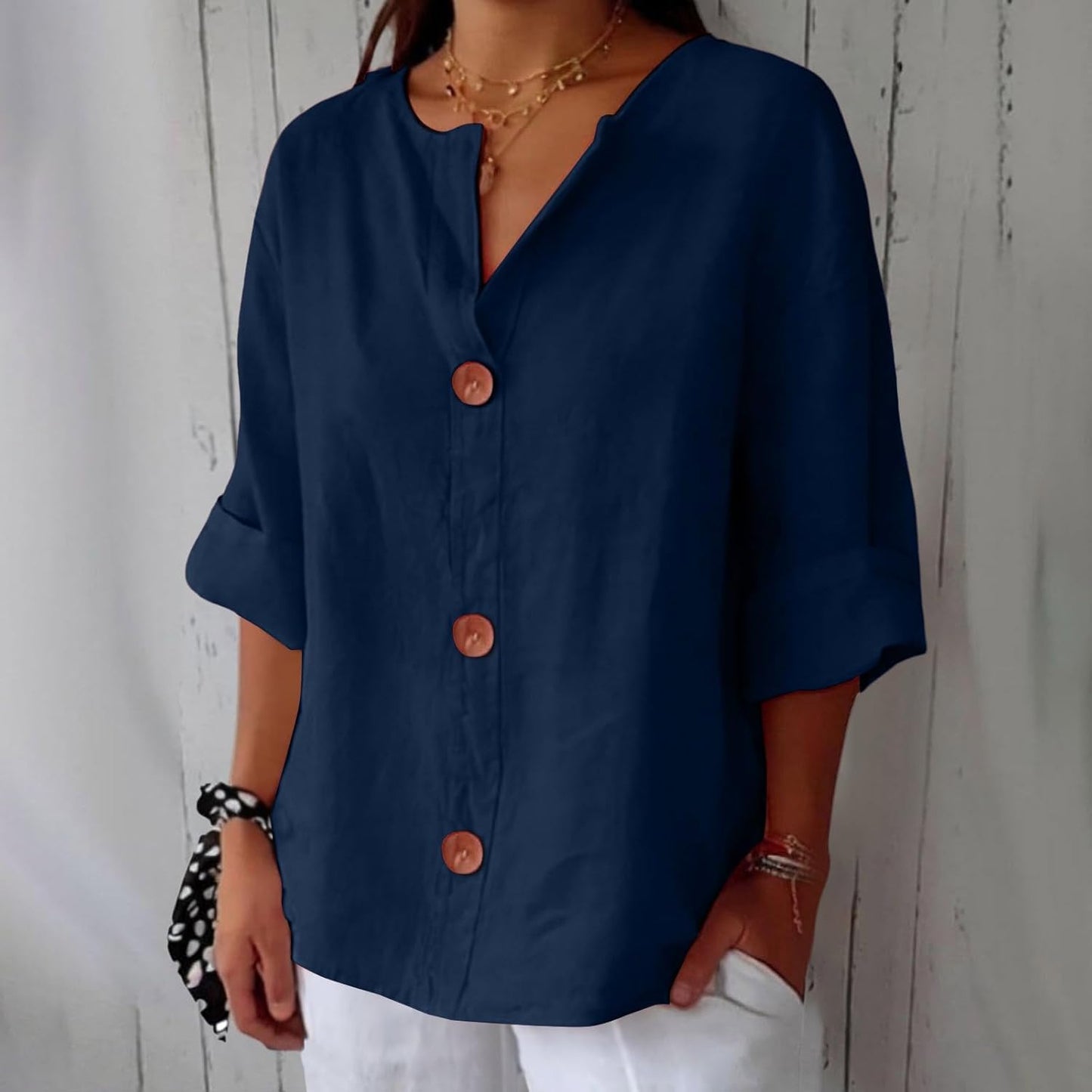 Coastal Charm | Women's White Linen Blouse with Lightweight Fabric | Effortless Style for Summer Elegance 8