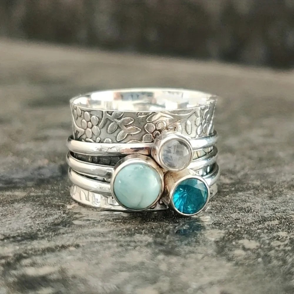 Vintage-Inspired Blue Natural Stone Ring