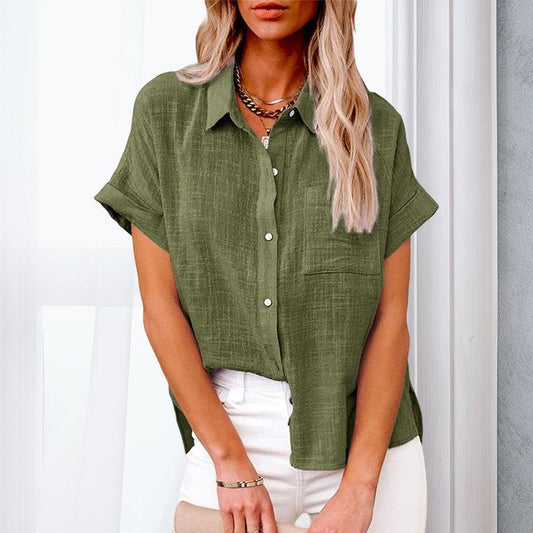 Effortless Linen Shirt for Women | Short Sleeve, Lightweight Design for Casual Summer Style 0