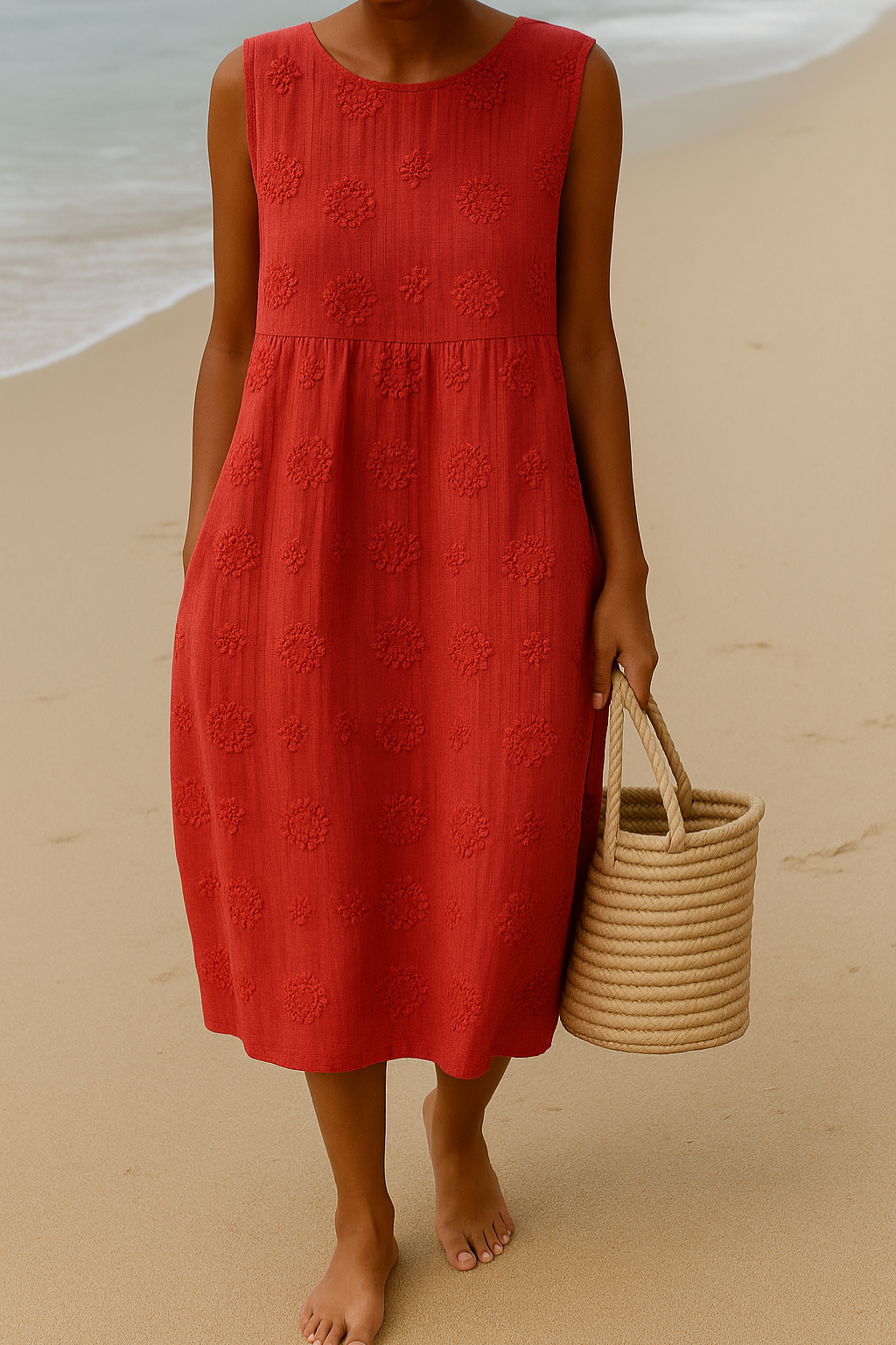 Fiora A-Line Dress | Floral Print, Sleeveless Design 3