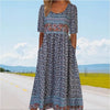 Women’s Summer Boho Midi Dress – Elegant Sleeveless Floral Linen Outfit