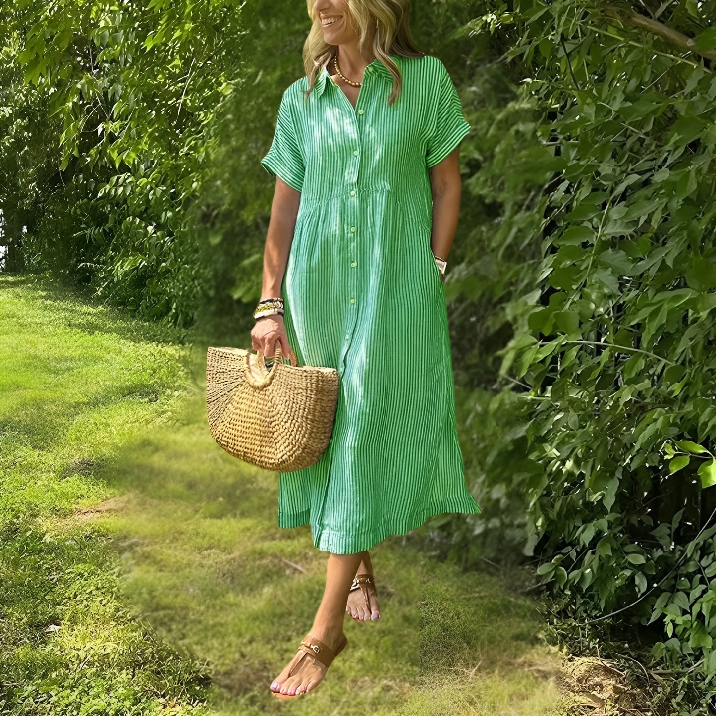 Kara Midi Dress | Striped, Breathable Fabric 2