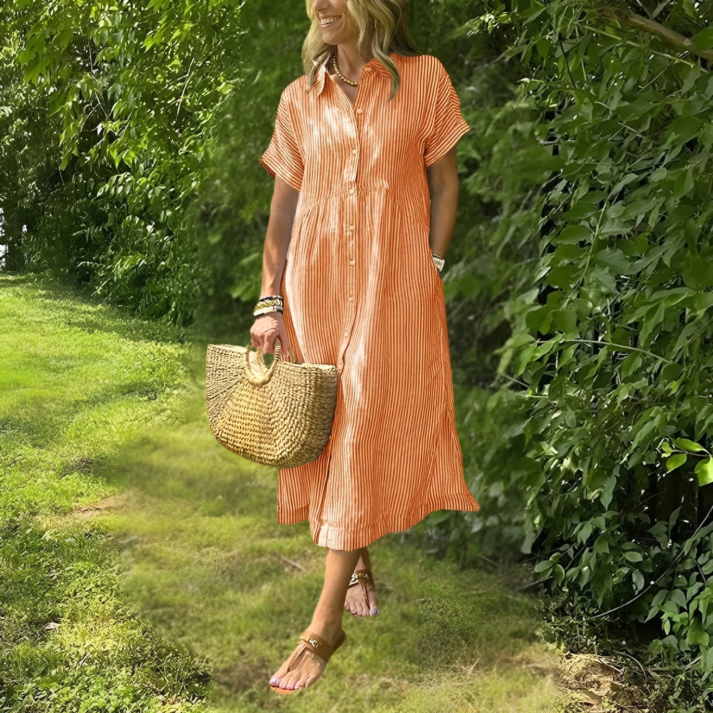 Kara Midi Dress | Striped, Breathable Fabric 5