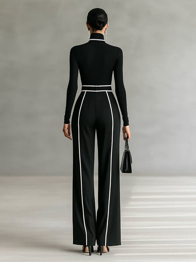 Layla May | Black Belted Jumpsuit with Contrast Details