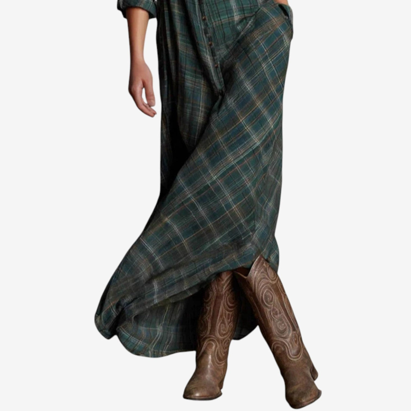 Lily | Boho Plaid Maxi Shirt Dress