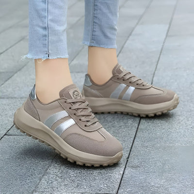 Daphne Trainers in Taupe and Silver