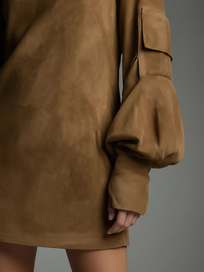 Janet | Camel High-Neck Mini Dress" can be rewritten as "Janet | Camel High-Collar Mini Dress.