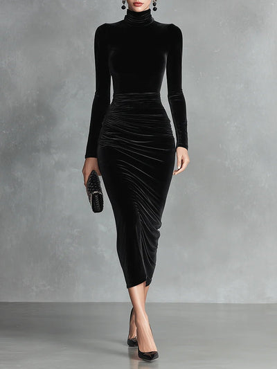 Neriis | Elegant Black Velvet Bodycon Dress