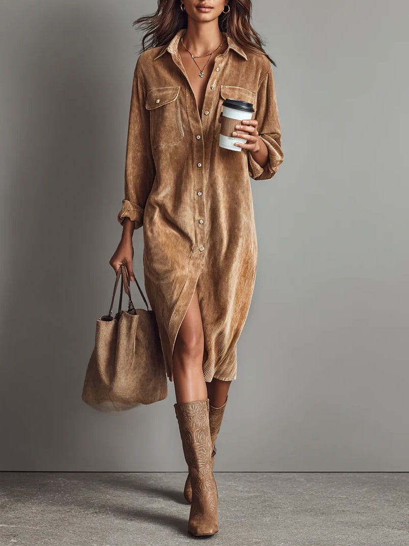 Lova | Camel-Colored Shirt Dress