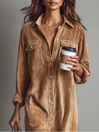 Lova | Camel-Colored Shirt Dress