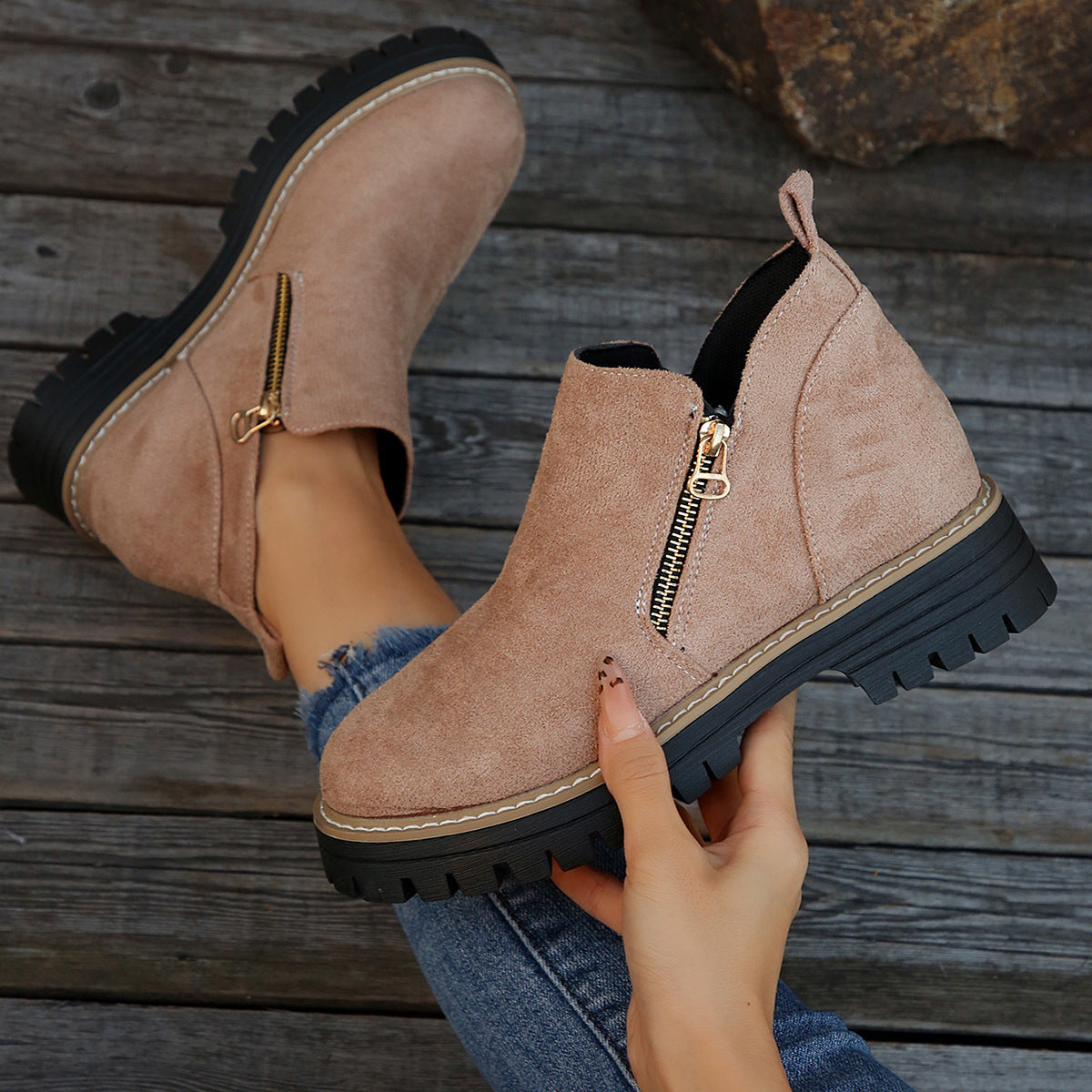 Bonnie | Beige Ankle Booties