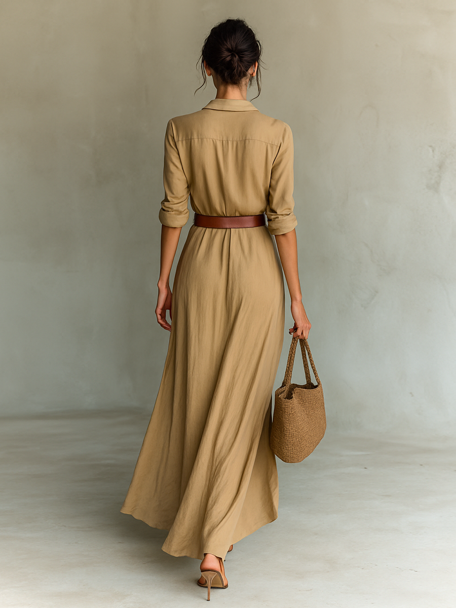 Talia I Tan Maxi Wrap Dress